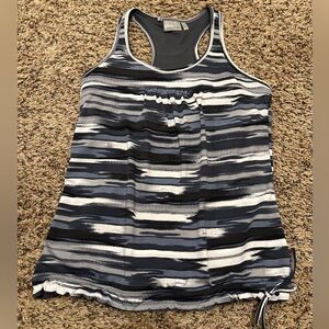 Athleta Racerback Black, White And Gray Tank Top With Waist Tie. Size L. EUC